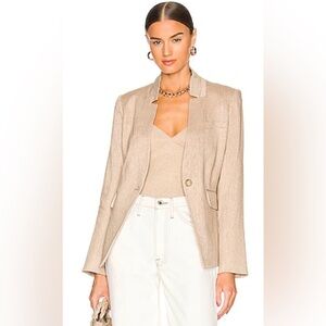Veronica Beard Linen Upcollar Dickey Jacket in Beige Size 10